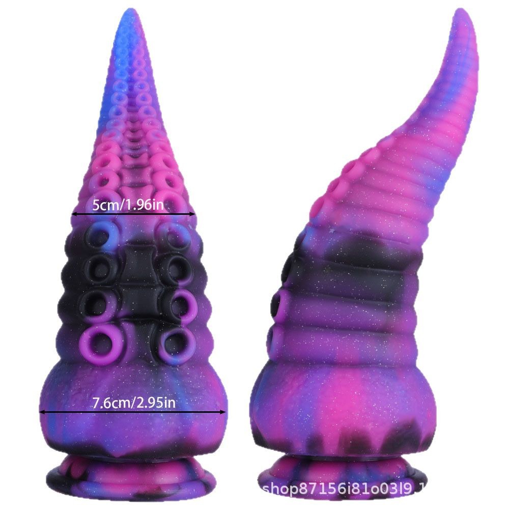 Анальный стимулятор в форме большого пениса с цветными щупальцами, фиолетовый, синий, черный, для мужчин и женщин