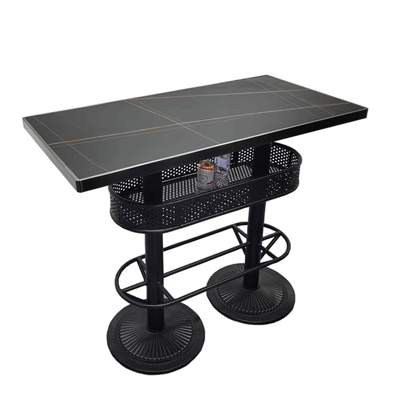 Retro Industrial Style Bar Table and Chair Combination, Clear Bar Loose Table, Iron High Stool, Music Nightclub High Table and Chair, Bar Table and Chair