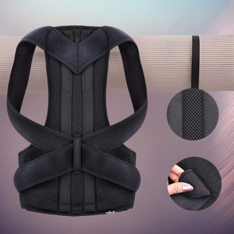 Adult Posture Corrector with Shoulder Opening and Beautiful Back Design, Unisex Spine Correction Brace, Student Anti-Hunchback Adjustable Fixed Strap