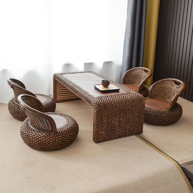 Rattan Tatami Coffee Table, Table and Chairs, Home Balcony Bay Window Table, Japanese Style Small Table, Zen Tea Drinking Platform, Kang Low Table
