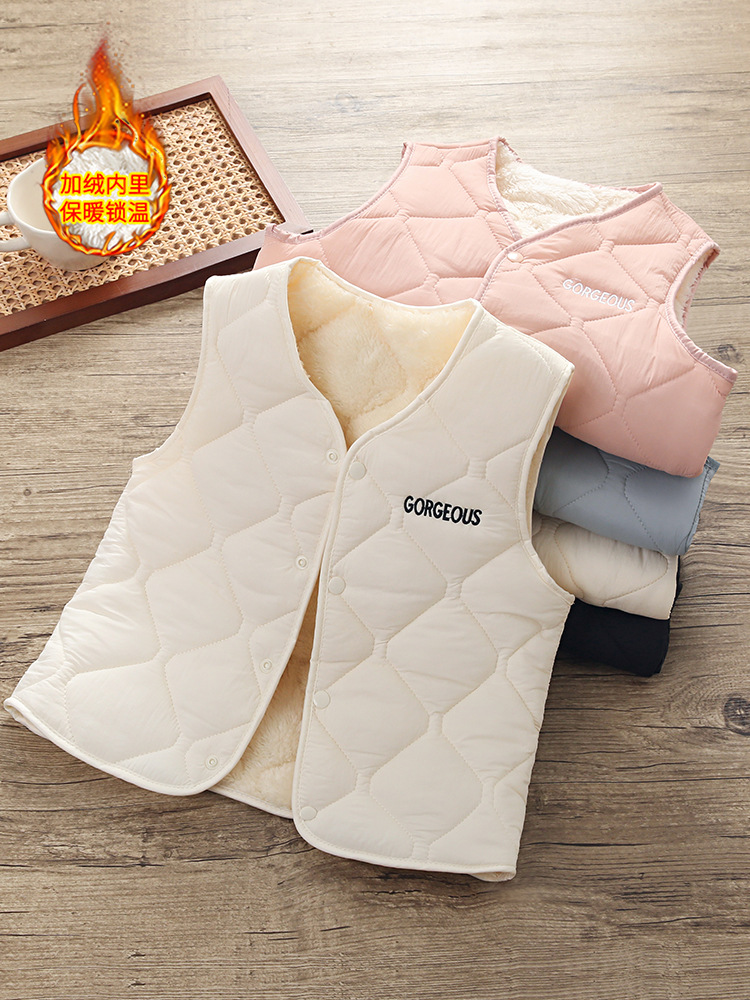 New Kidsren's down Cotton Vest for Boys and Girls in Autumn and Winter, Lightweight and Warm Vest for Inner and Outer Wear, Medium and Large Kidsren's Fleece-Lined Vest