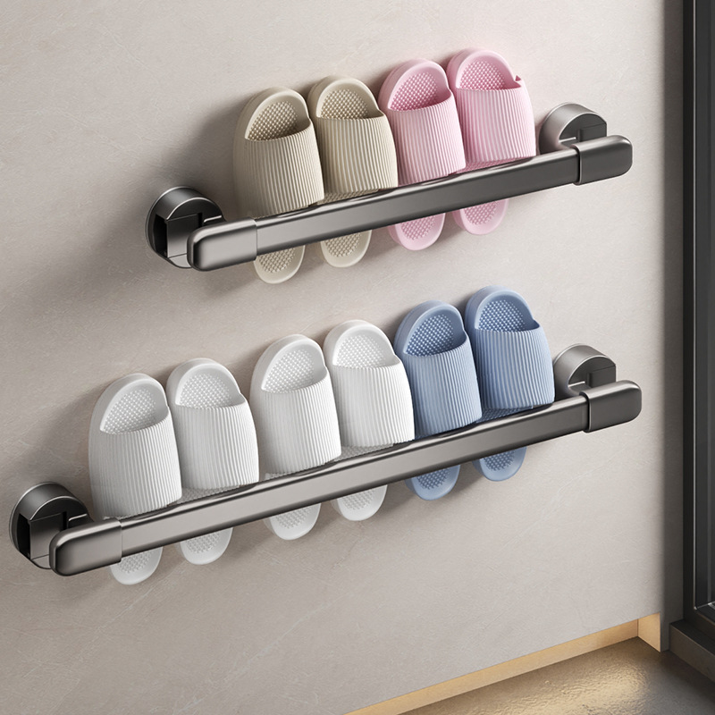 Customized Bathroom Toilet Suction Cup Punch-Free Slipper Rack Wall-Mounted Single-Rod Towel Hanging Storage Patented Model
