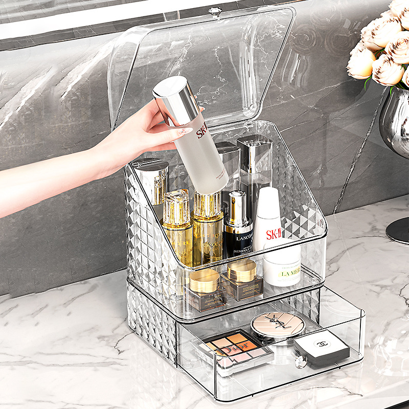 Cosmetic Storage Box, Home Desktop Skin Care Product Storage, Makeup Box, Dust-Proof Dressing Table, Washbasin Storage Rack