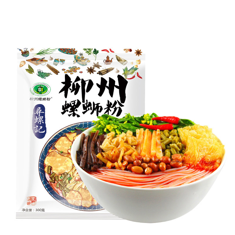 Xunluoji Snail Noodles 300G/Bag Liuzhou Snail Noodles Guangxi Specialty Instant Noodles Hot and Sour Noodles Wholesale No Free Shipping