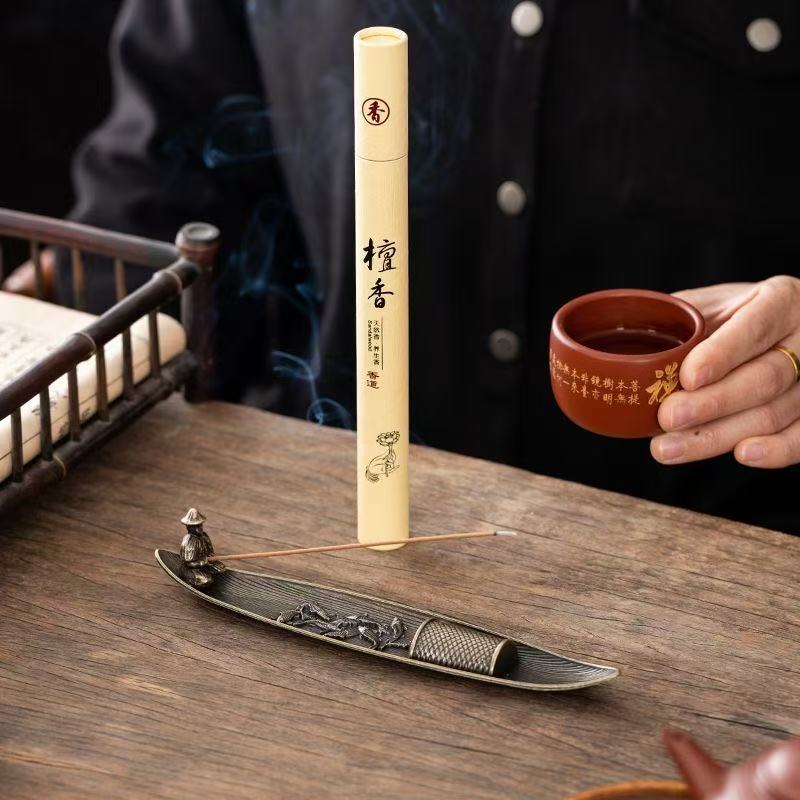 Fishing Line Incense Holder with Multiple Fish and Boat Incense Holders, Chinese-Style Creative Home Indoor Incense Burner, Laoshan Sandalwood Agarwood Incense Holder