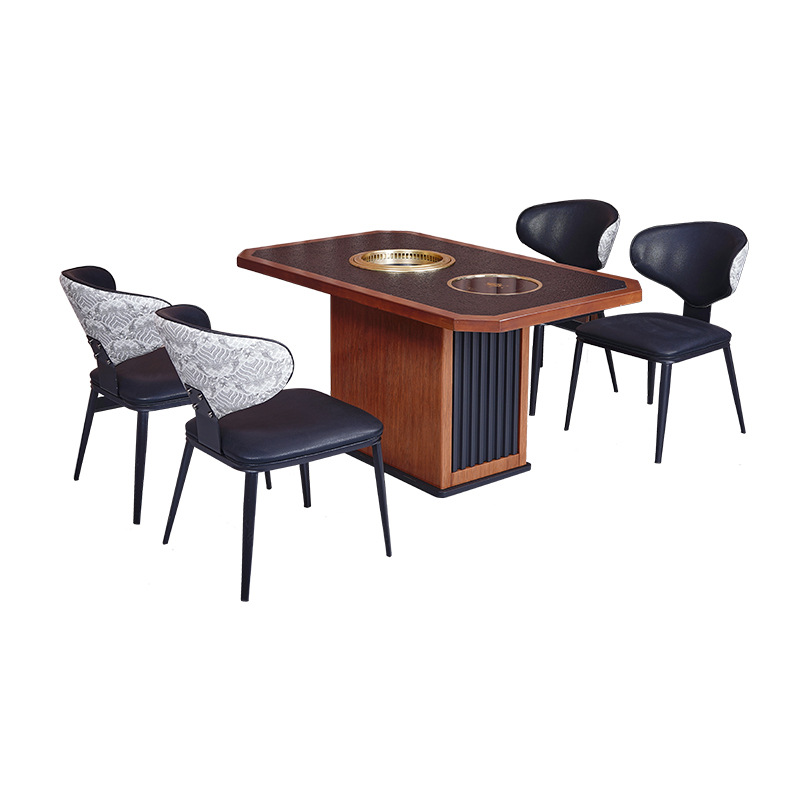 Induction Cooker with Integrated Griddle, Square Table, Hot Pot Restaurant, Barbecue Restaurant, Multifunctional Commercial Integrated Grilling and Boiling Smokeless Electric Stove Dining Table