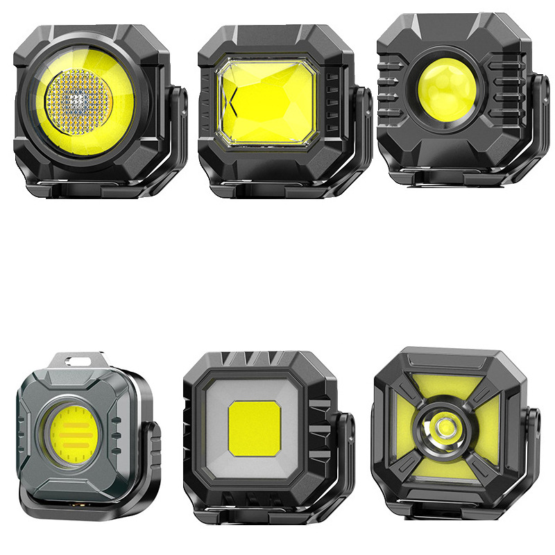Cross-border outdoor strong light work light camping light keychain light portable flashlight rechargeable magnetic car maintenance light