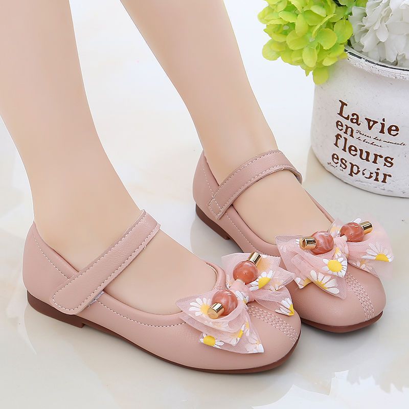 Children's Shoes Girls' Leather Shoes 2022 New Fashion Korean Style Baby British Style Soft Sole Medium and Large Children's Student Performance Shoes