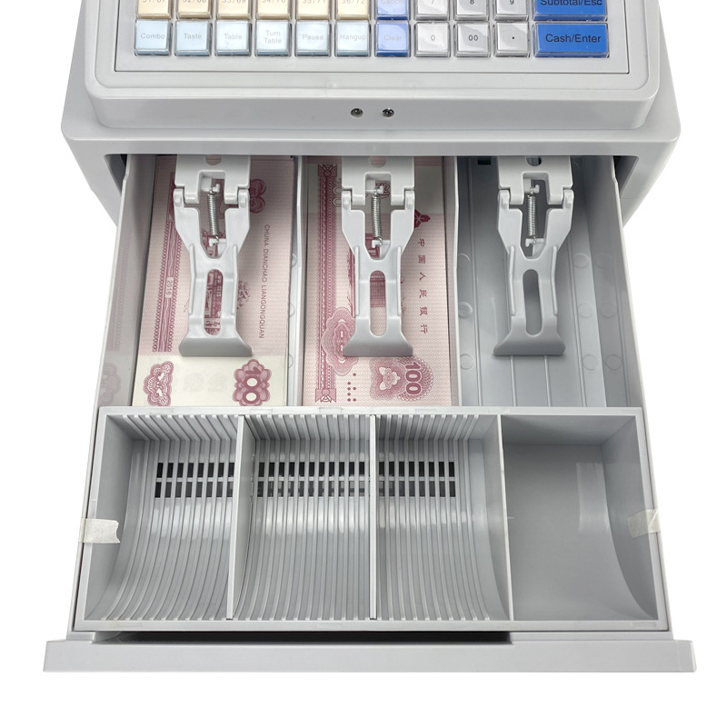 C50 cash register printing small ticket purple light banknote cash register English version comes with printer double screen display