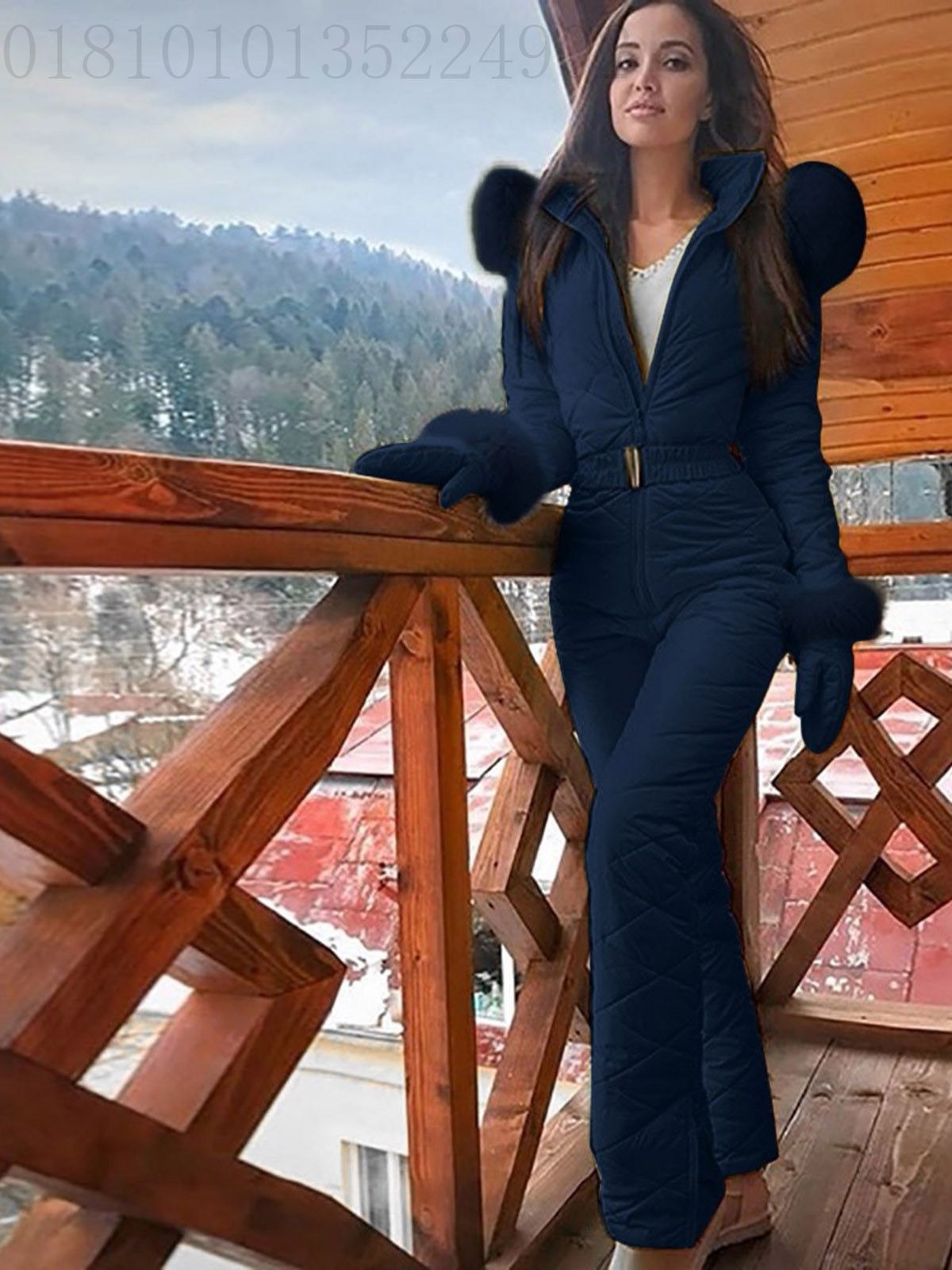 European and American Cross-border Winter Outdoor Fashion Suit Women's Sports Ski suit Zipper Hooded Ski Suit