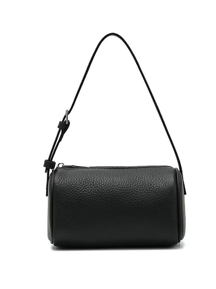 Cross-Border Genuine Leather Women's Bag Round Handbag First Layer Cowhide Simple Versatile Armpit Shoulder Bag Pillow Crossbody Small Bag