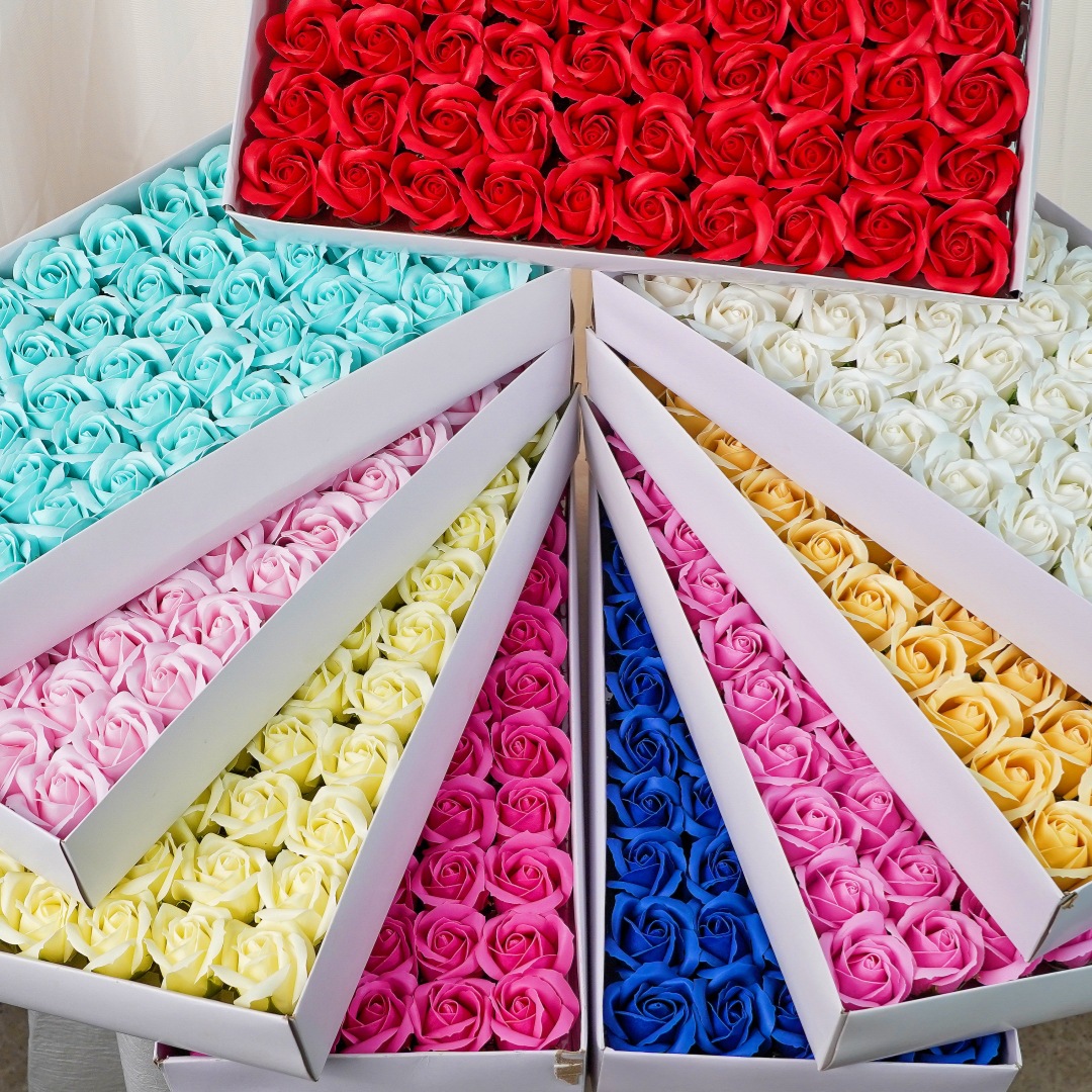 Soap Flower Festival Three-Layer Flower Head Rose Artificial Flower Soap Flower Eternal Flower Five-Layer Manufacturer Bouquet Gift Box