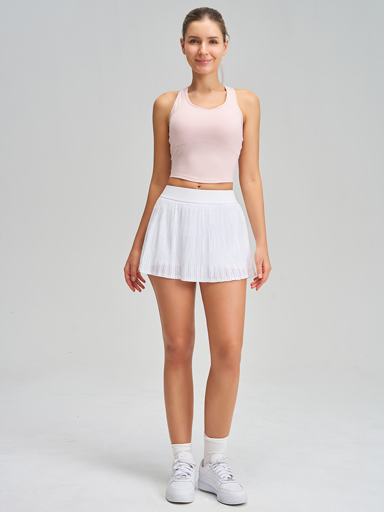 Southeast Asia Cross-Border High-Waisted Slimming Yoga Skirt with Lining, Outdoor Anti-Exposure Tennis Skirt, Casual Antibacterial Pleated Skirt