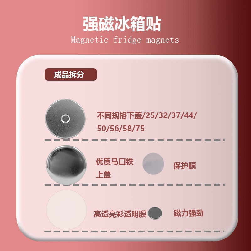 Round Tinplate Refrigerator Magnet Base Plate Material Strong Magnetic Refrigerator Magnet Different Specifications DIY Production Blank Consumables