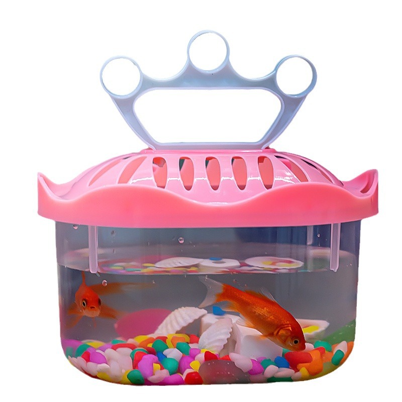Transparent plastic portable small size fish tank with lid goldfish tank turtle tank pet box turtle box transport box