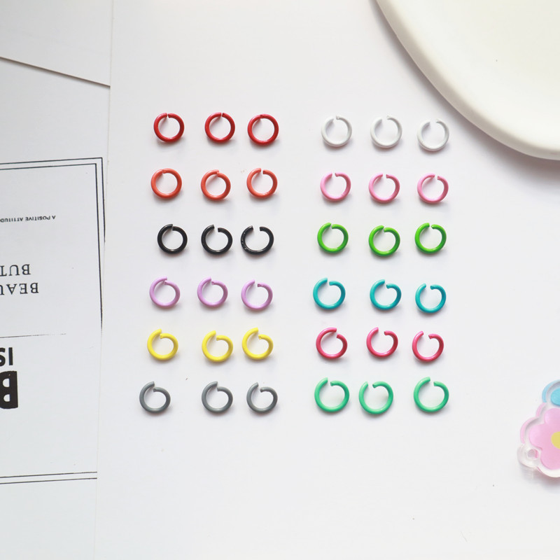 1.2*8mm metal paint open color single ring link ring open ring C ring Diy handmade jewelry material accessories