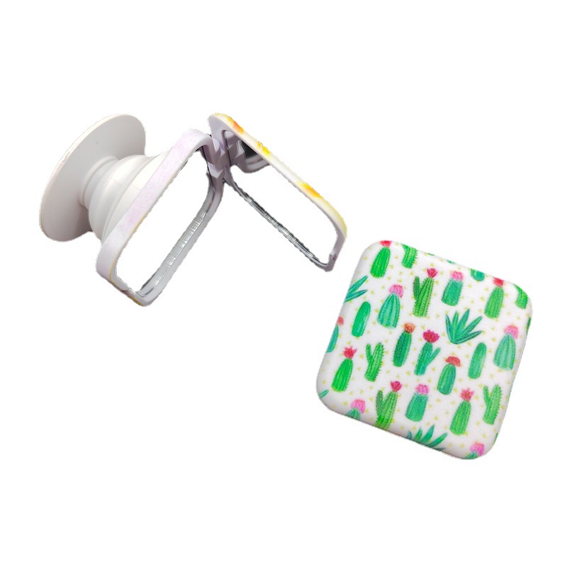 Mobile phone airbag telescopic folding bracket New Square beauty mirror bracket glass mirror flip double-sided mirror material