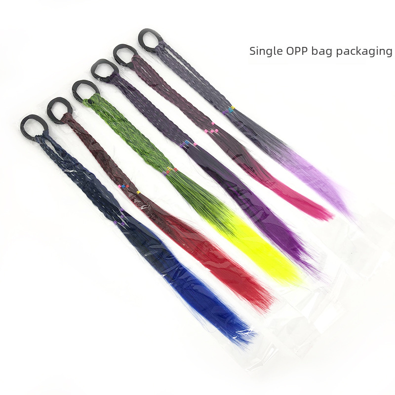 Foreign Trade Supply Children's Colorful Hair Ties Gradient Wig Braid Elastic Hair Bands Ponytail Cross-Border Korean Version