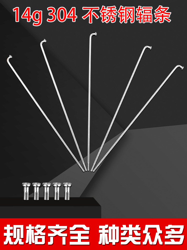 14g Stainless Steel Spoke Mountain Bike Spoke 304 Stainless Steel Wire Road Bike Spoke Spoke Cap Silver