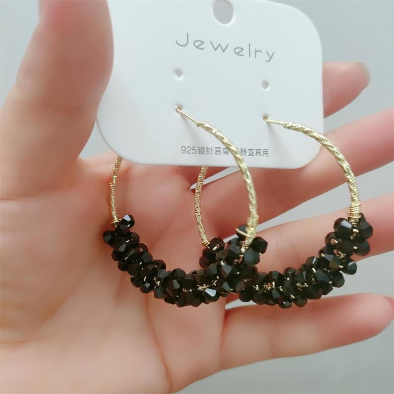 Sweet and Super Fairy Crystal Wrapped Large Hoop Earrings Korean New Trendy High-End Design Large Hoop Earrings
