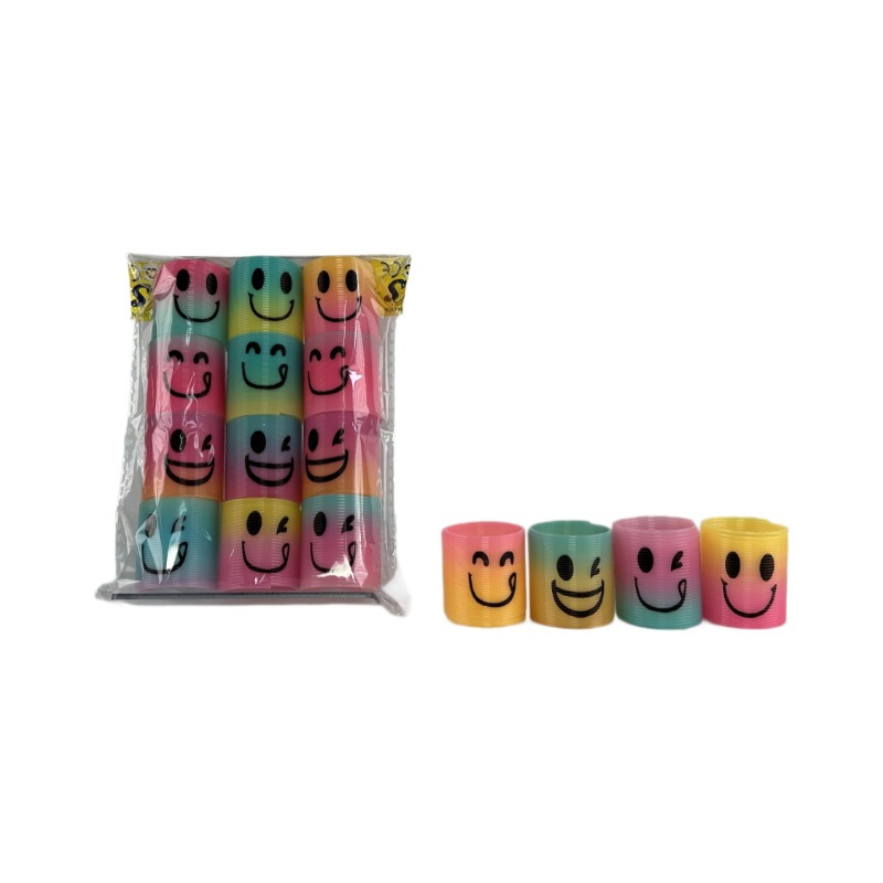 Cross-Border Rainbow Circle Expression Smiley Face Bouncing Circle Children's Educational Spring Circle Toy Yiwu Wholesale Gift Stall