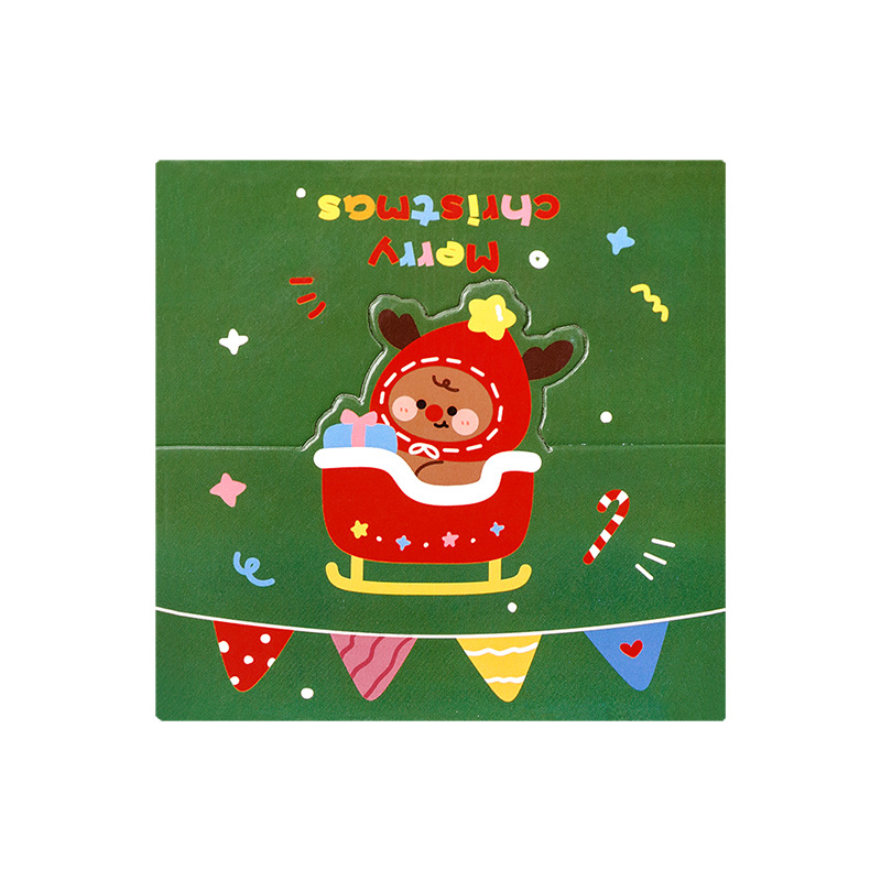 Ins Cute Christmas Card Head Cartoon Christmas Decoration Stereo Small Card Christmas Gift Packaging Material Card