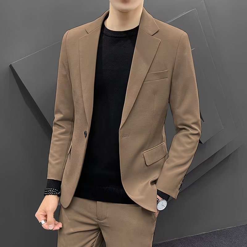 Suit jacket men's autumn and winter New 2023 Hong Kong style business slim fit professional wedding formal wear small suit all-matching