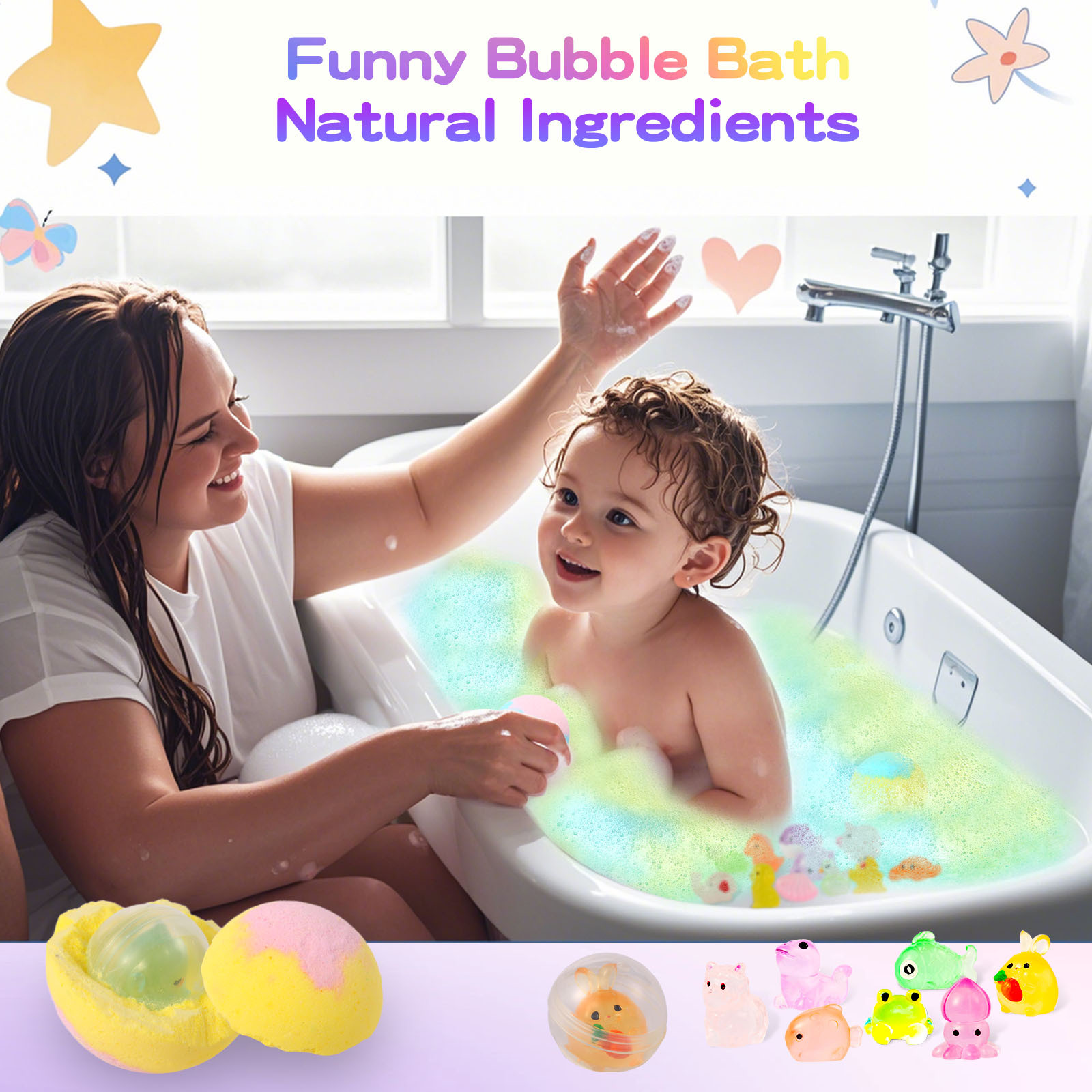 Children's bubble bath ball suit contains toys surprise luminous doll ball for boys and girls Christmas gift