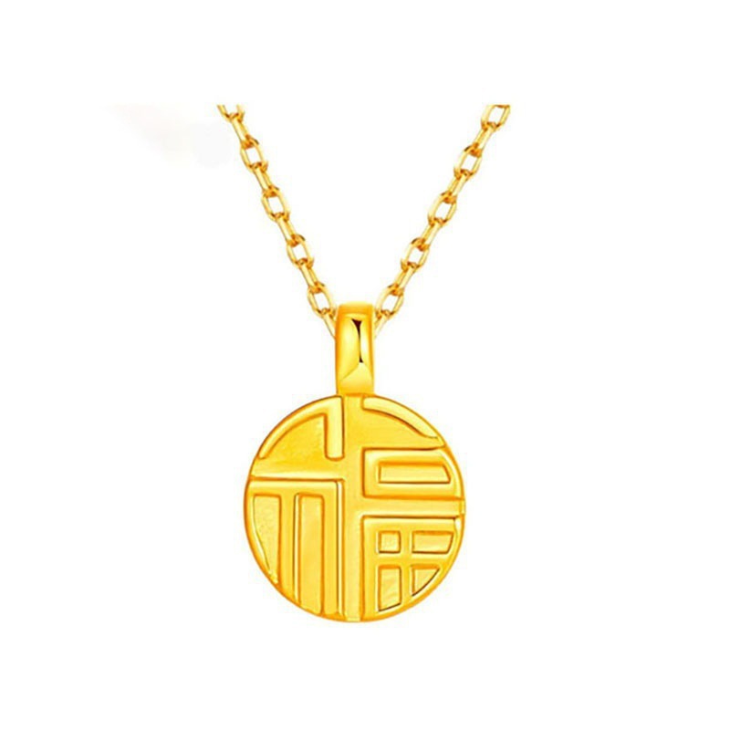 Qianxin Jewelry 999 Pure Gold Pendant for Women 3D Hard Gold Chain Beauty Industry Gold Store Live Streaming Shell Gold Wholesale