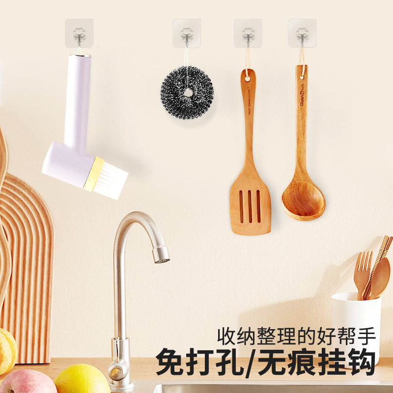 Acrylic non-perforated hook super strong self-adhesive wall seamless kitchen bathroom hook transparent hook