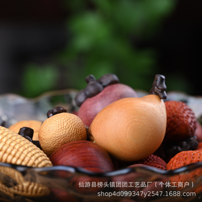 Large Collection of Wood Carving Fruits, Apples, Mangosteen, Persimmons, Pears, Pumpkins, Eggplants, DIY Accessories, Cute Kidsren's Gifts Wholesale