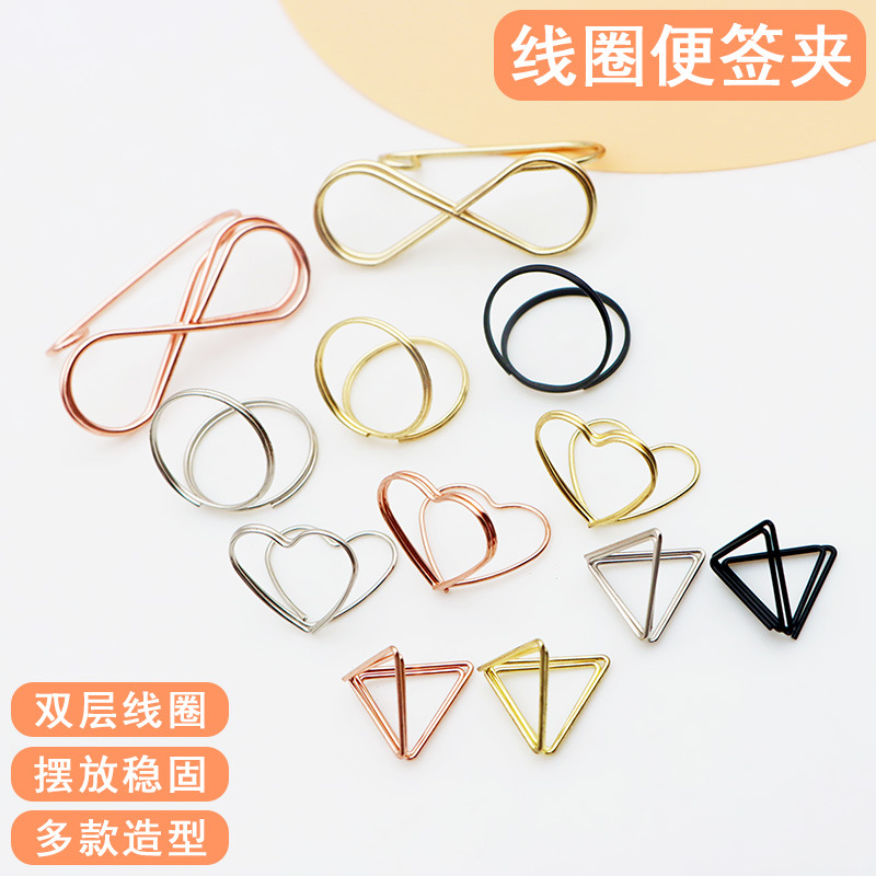 Triangular Sticky Note Holder Double-Layer Heart-Shaped Business Card Holder Wedding Memo Storage Desk Card Number Plate Photo Display Clip