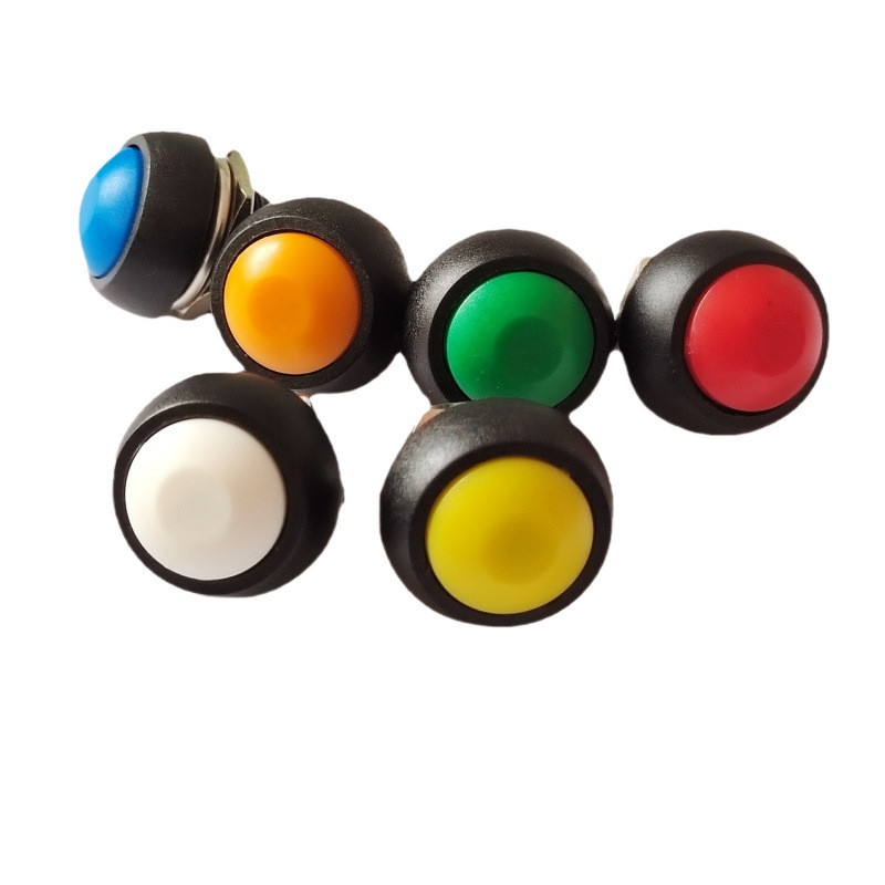 12MM Round Unlocked Button Red Yellow Blue Green Black and White Orange Small Waterproof Self-resetting PBS-33B Button Switch