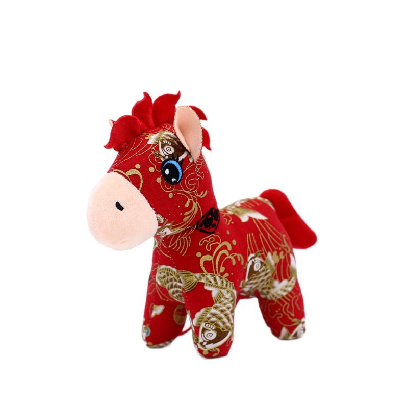 Ethnic Style Floral Cloth Horse Plush Toy, Year of the Horse Mascot Doll, Zodiac Horse Home Decoration, Company Annual Meeting Gift