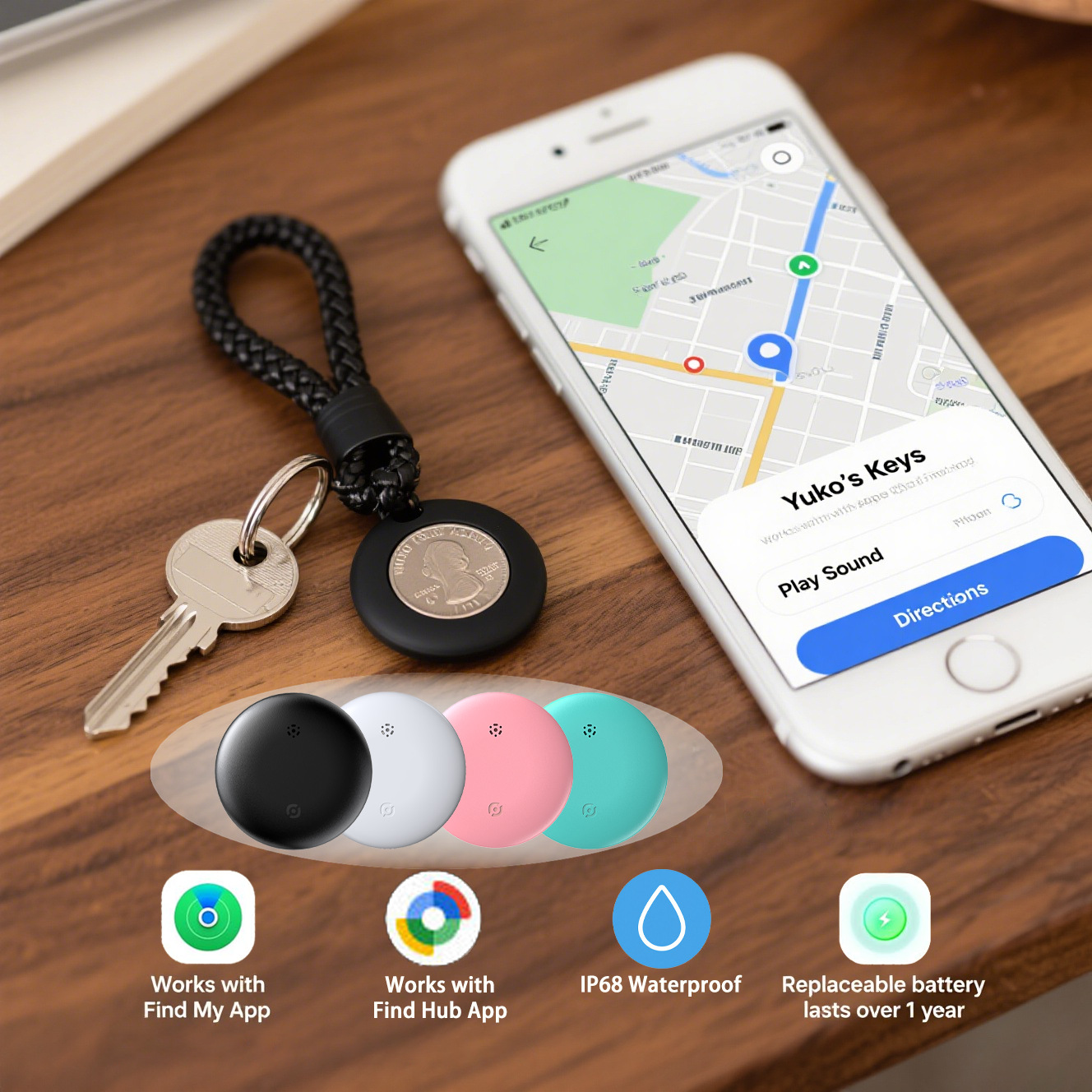 No Need to Download an App, Dual-System Compatible Anti-Loss Locator, Gps Tracking Tag for Pets, Vehicles, and Electronic Items