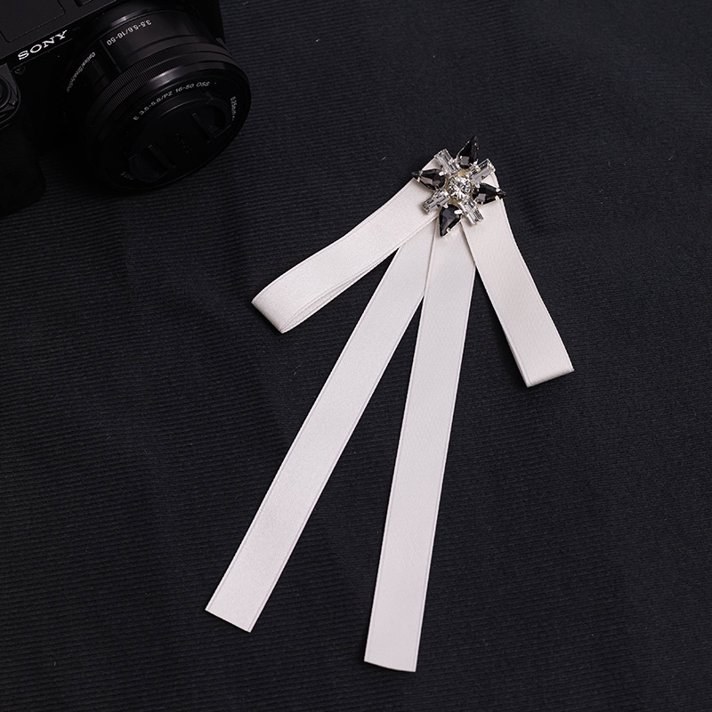 Shirt White Bow Decoration Women's Korean-style Pearl Tie Ribbon Academy Style Accessories Professional Collar Flower