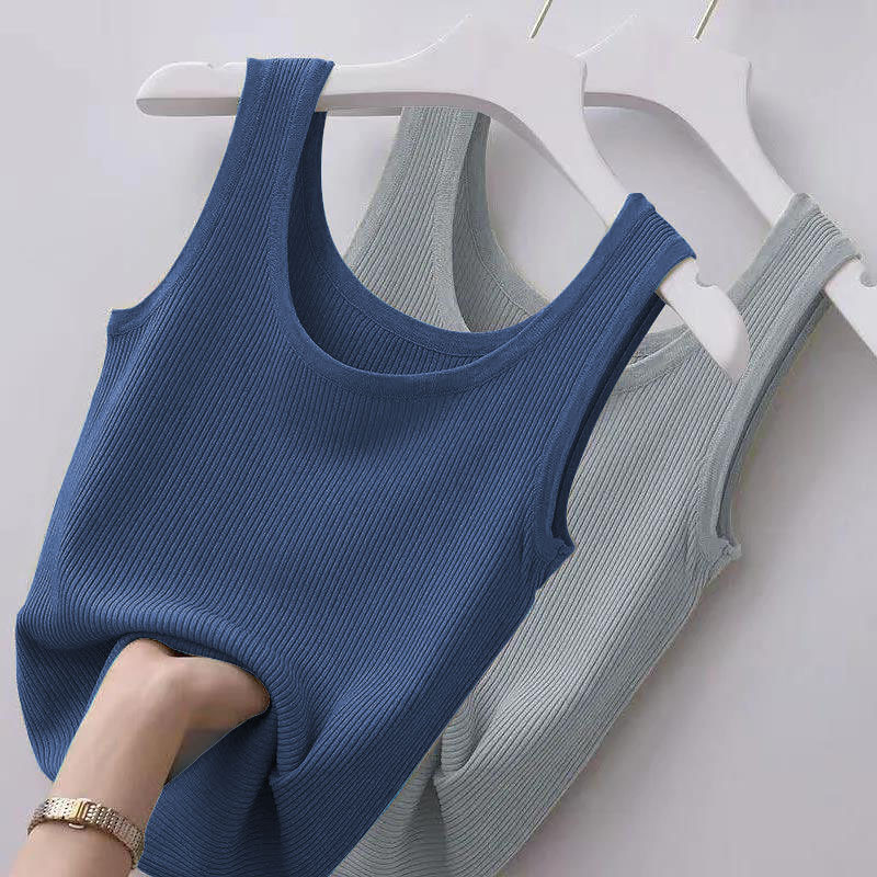 40.00 kg-100.00 kg Sling Threaded Vest Women's Large Size Slim-fit Outer Wear Inner Base Shirt Sleeveless Thin Factory Outlet