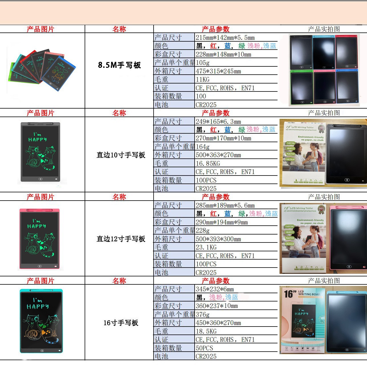 LCD writing board 8.5/12/16 inch children's early education graffiti drawing board learning writing board LCD electronic drawing board