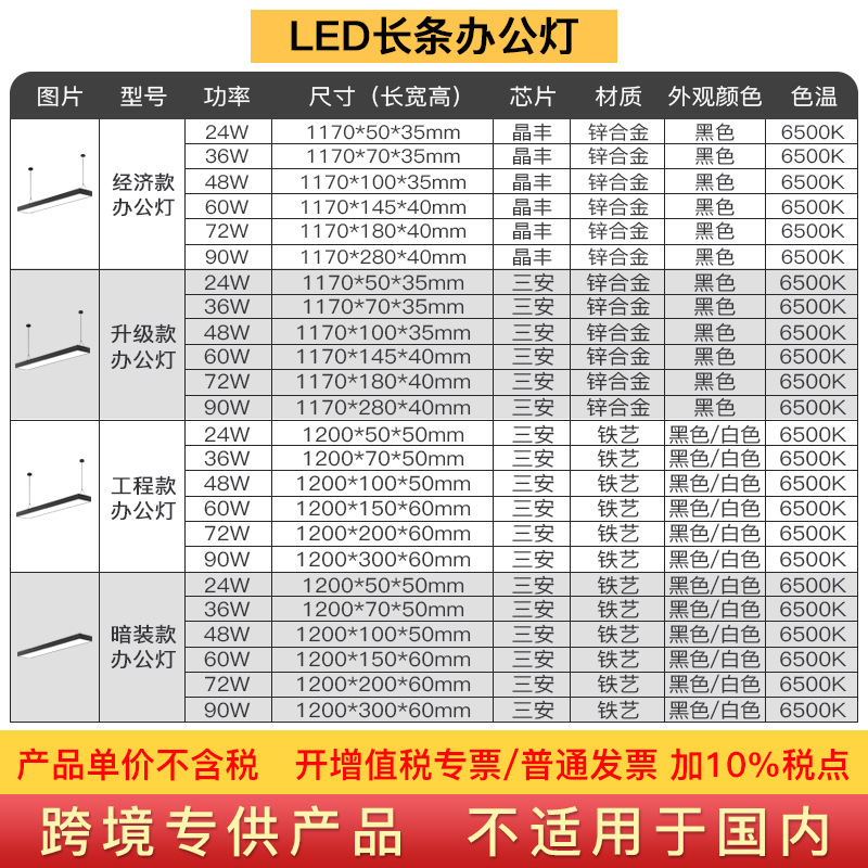 Surface-Mounted High-Brightness Led Commercial Chandelier, Customized Supermarket Shape Splicing Strip Light, Square Strip Office Chandelier