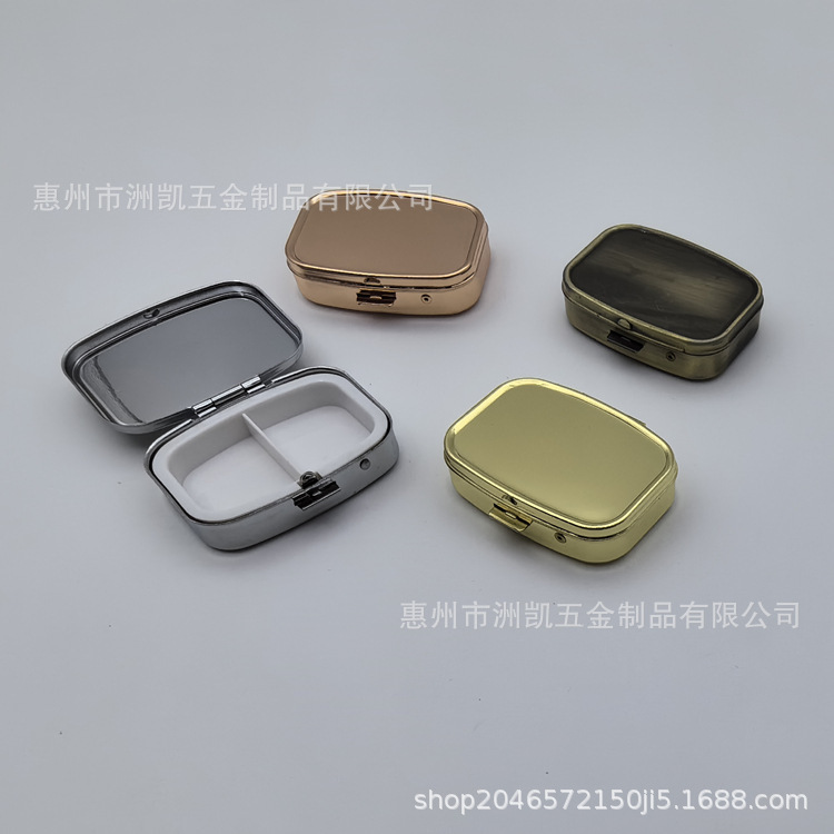 Outdoor Portable Mini Three-Compartment Storage Box Japanese-Style Sealed Compact Metal Makeup Mirror Pill Box