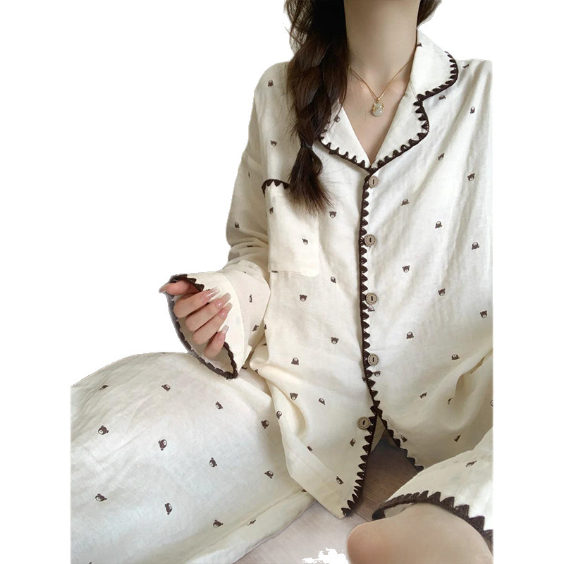 New Pajamas for Women, Spring and Autumn Long-Sleeved Trousers Suits, High-End Home Clothes, Internet Celebrity Style, Can Be Worn Outside, Cross-Border Wholesale