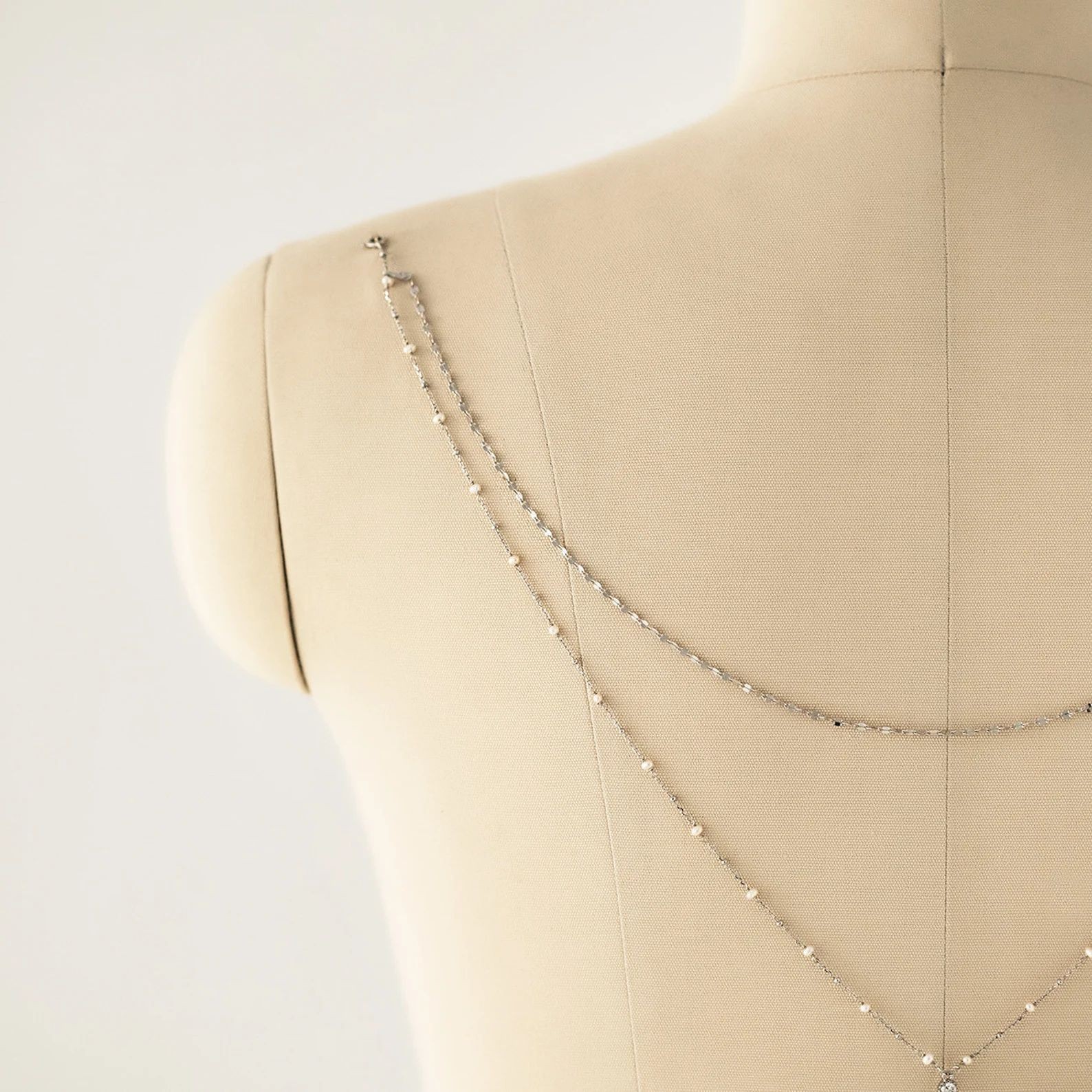 New Double-Layer Back Chain Simple Rhinestone Pendant Back Chain Bridal Dress Body Chain Accessories Back Chain