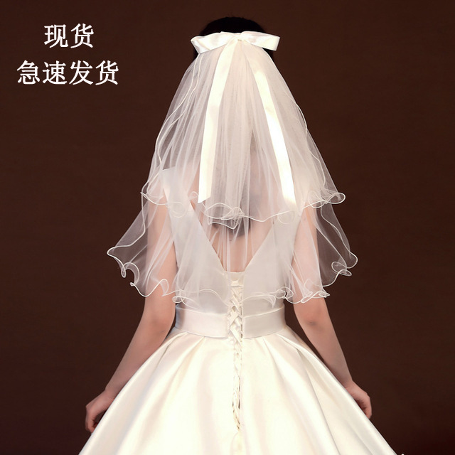 Короткая фата для детей, двойной слой, мягкая белая фата