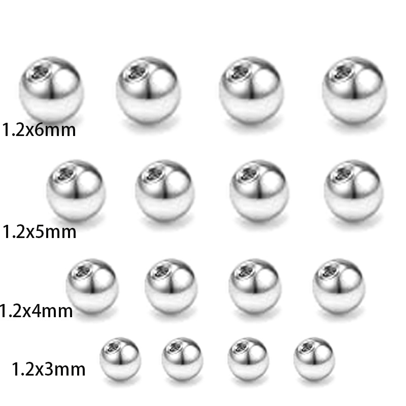 Cross-Border Stainless Steel Internal Thread Ball Nose Nail Lip Nail Eyebrow Nail Ear Nail Replacement Ball Spare Ball Body Piercing