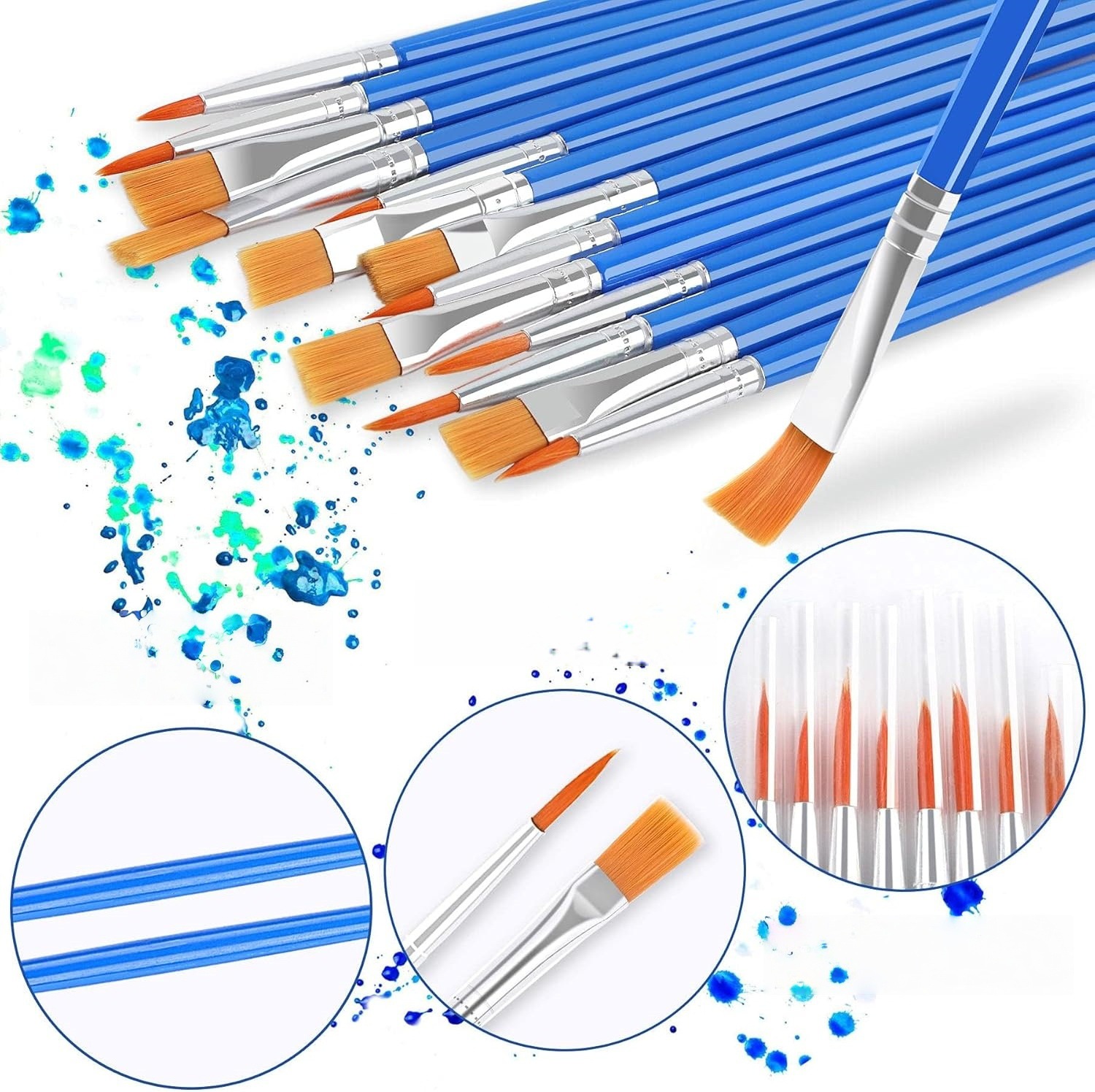 Factory Direct Supply Oil Paint Brush Nylon Hair Brush Watercolor Pen Brush Line Drawing Flat Pen Brush Wholesale