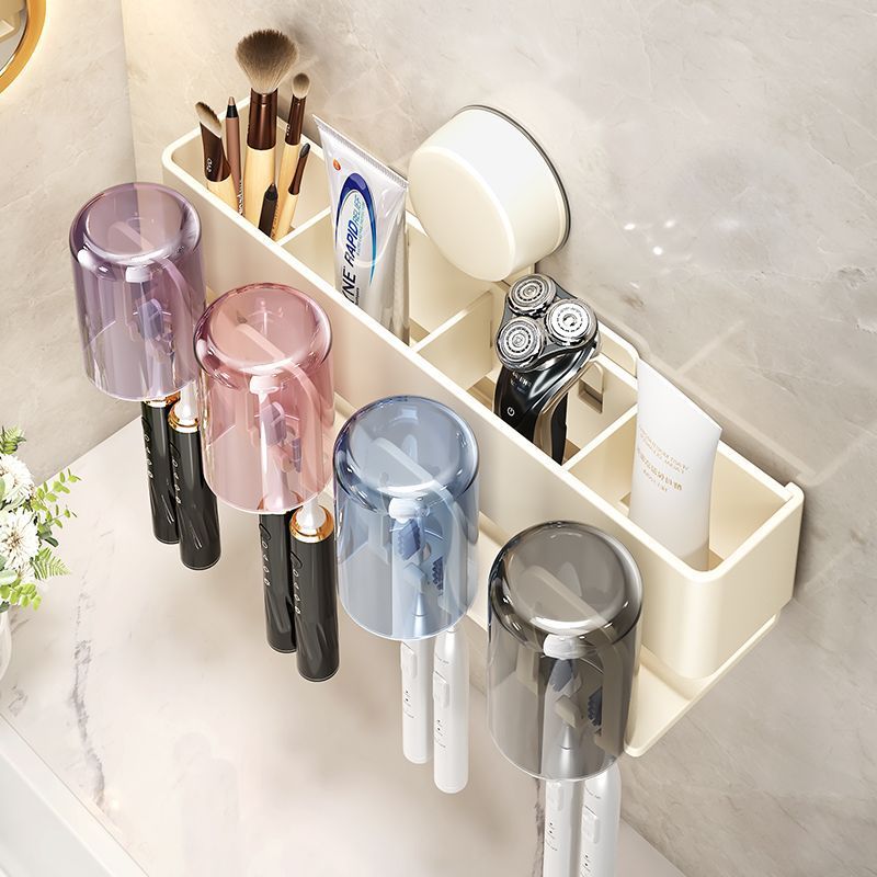 Manufacturer Supplies Suction Cup Toothbrush Cup Storage Rack Without Punching Wall-Mounted Washbasin Mouthwash Cup Household Storage Rack