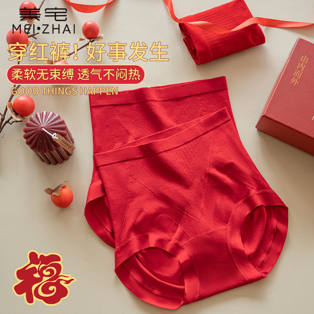 High-Waisted Tummy Control Panties for Women, 100A Antibacterial Crotch, Butt-Lifting, Mulberry Silk Seamless Triangle Plus-Size Underwear