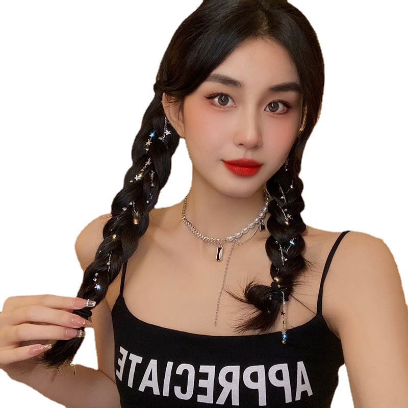 Li Qin same style hair chain braided hair headwear ponytail embellished hair accessories hairpin star hairpin hair rope chain one-piece delivery