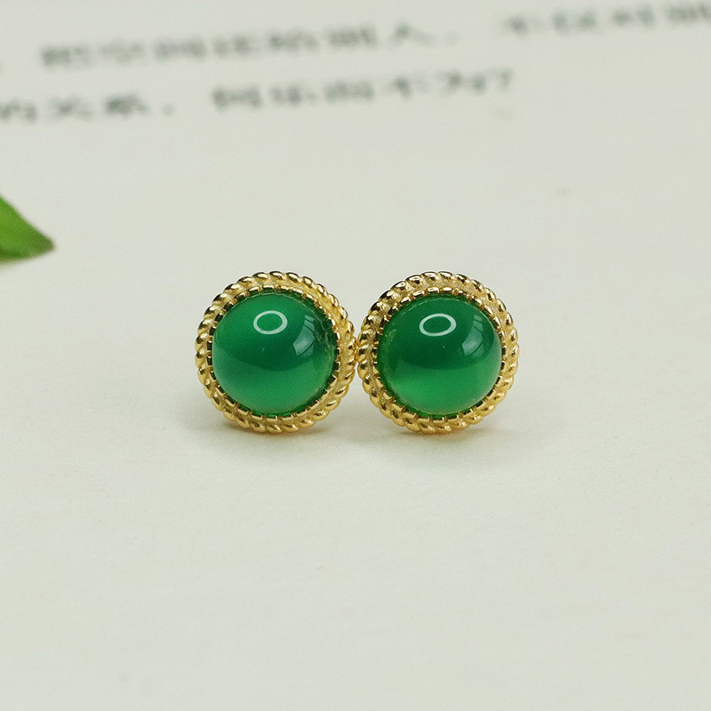 Aiyu Red Agate S925 Silver Needle Earrings Chalcedony Earrings Jewelry Factory Wholesale AY3101001