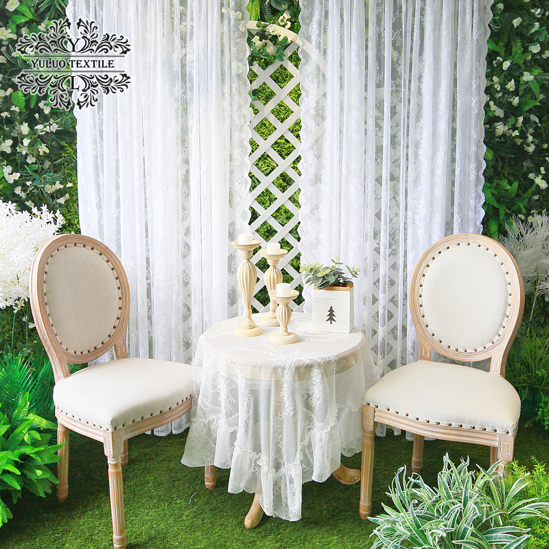 Lace Window Screen Gauze Finished Jacquard Gauze French Korean American Pastoral White Gauze Curtain Door Curtain Bay Window Bedroom